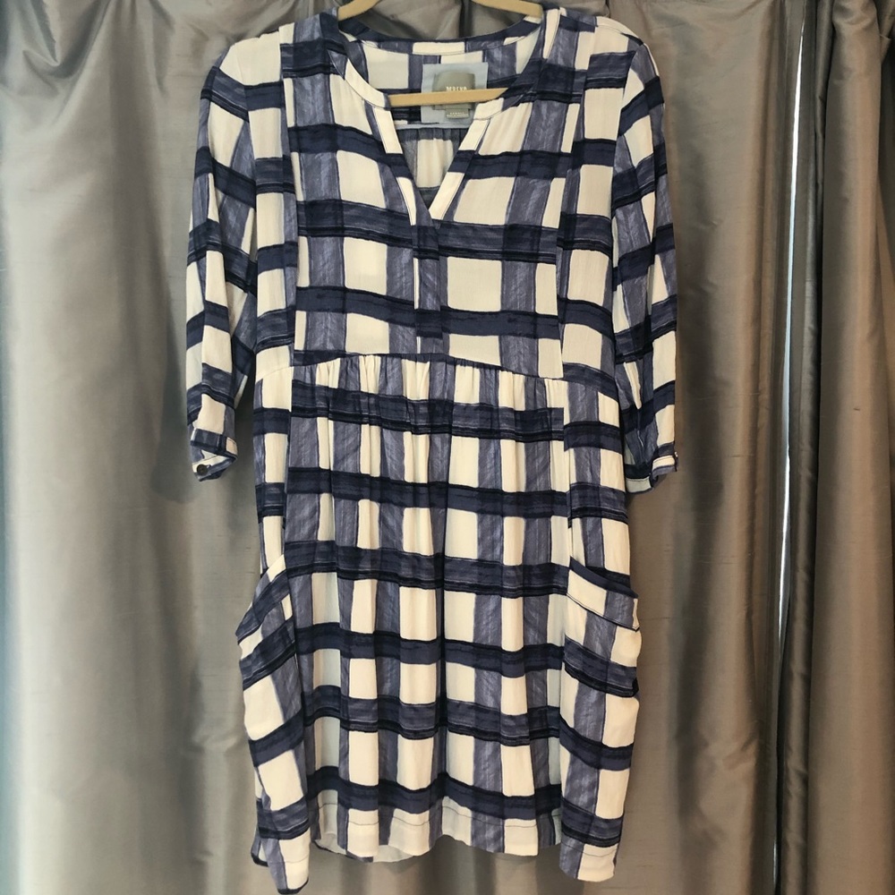 Anthropologie Maeve Devery Checker Print Dress XS